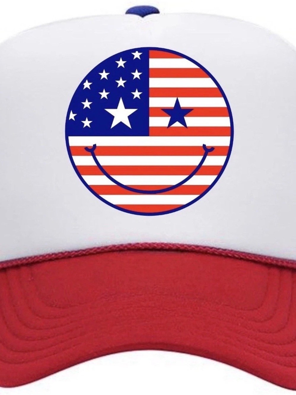 Smiley Face American Flag Patriotism Hat Cap Foam Trucker Style Mesh Snapback